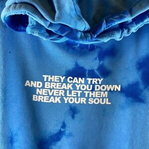 ❤️ New Blue Tie Dye Valentine Affirmation Butterfly Zip Hoodie